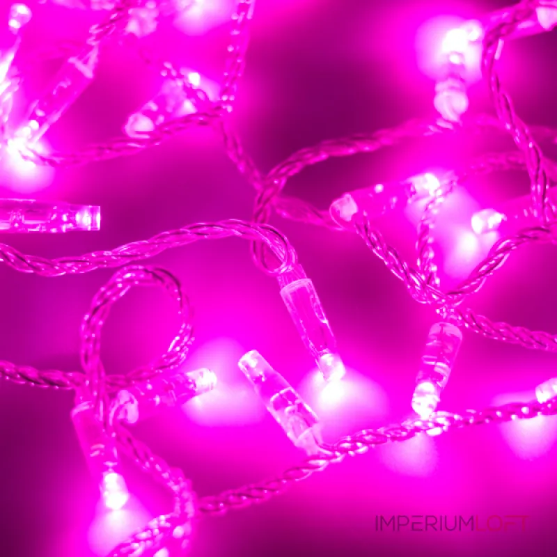 Arlight Светодиодная гирлянда ARD-STRING-CLASSIC-10000-CLEAR-100LED-FLASH PINK 230В 7Вт Ardecoled IP65 025792