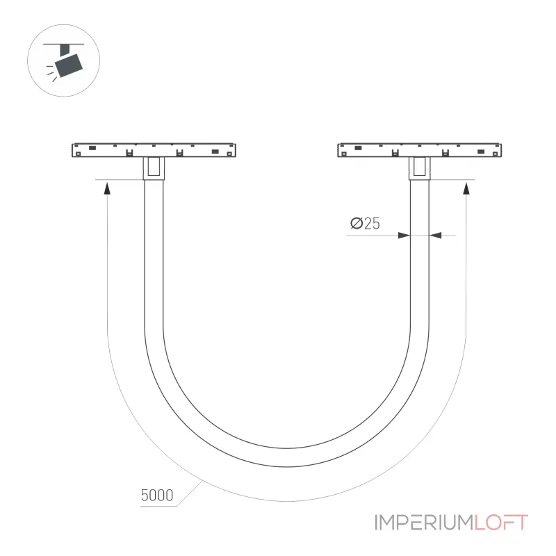 Arlight Светильник MAG-ORIENT-TUBE-ELASTIC-R25-L5000-70Вт Warm3000 BK 360 deg 48В IP20 044337