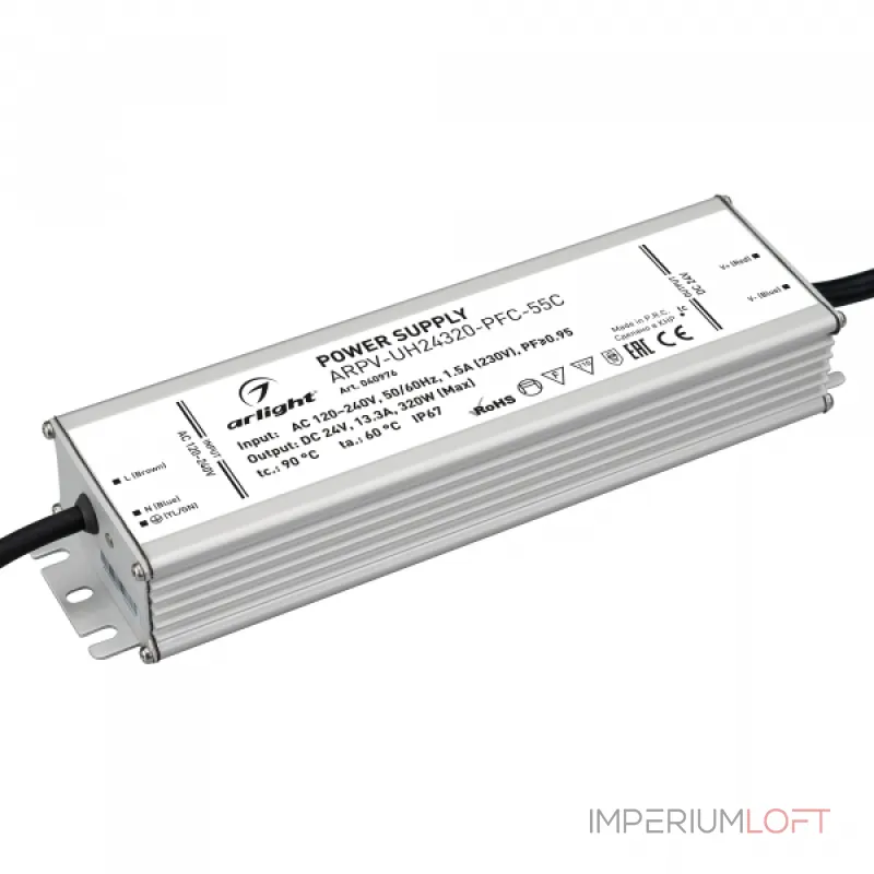 Arlight Блок питания ARPV-UH24320-PFC-55C 24В 13.3A 320Вт IP67 040976 Arlight Блок питания ARPV-UH24320-PFC-55C 24В 13.3A 320Вт IP67 040976