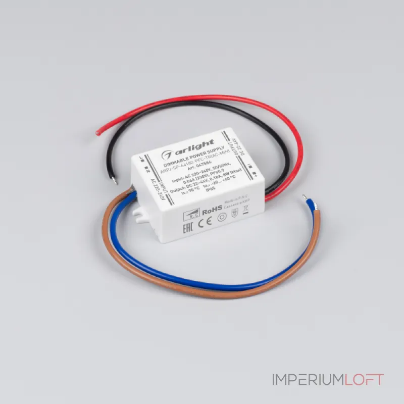 Блок питания ARPJ-SP-44180-PFC-TRIAC-MINI 8Вт 22-44В 180mA Arlight IP65 047586 Блок питания ARPJ-SP-44180-PFC-TRIAC-MINI 8Вт 22-44В 180mA Arlight IP65 047586