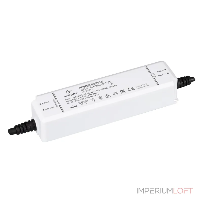 Блок питания ARPV-SP-24060-PFC 24В 2.5A 60Вт Arlight IP67 043671 Блок питания ARPV-SP-24060-PFC 24В 2.5A 60Вт Arlight IP67 043671