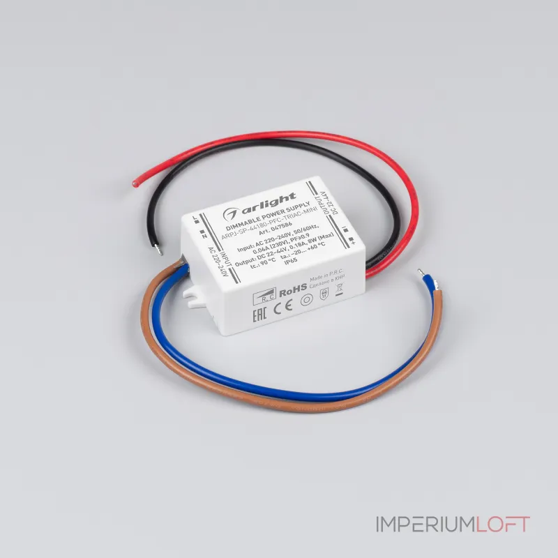 Блок питания ARPJ-SP-44180-PFC-TRIAC-MINI 8Вт 22-44В 180mA Arlight IP65 047586 Блок питания ARPJ-SP-44180-PFC-TRIAC-MINI 8Вт 22-44В 180mA Arlight IP65 047586