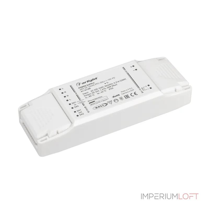 Блок питания ARV-SP-24040-PFC-DALI-1-10В-PD 24В 1.67A 40Вт Arlight IP20 041385 Блок питания ARV-SP-24040-PFC-DALI-1-10В-PD 24В 1.67A 40Вт Arlight IP20 041385