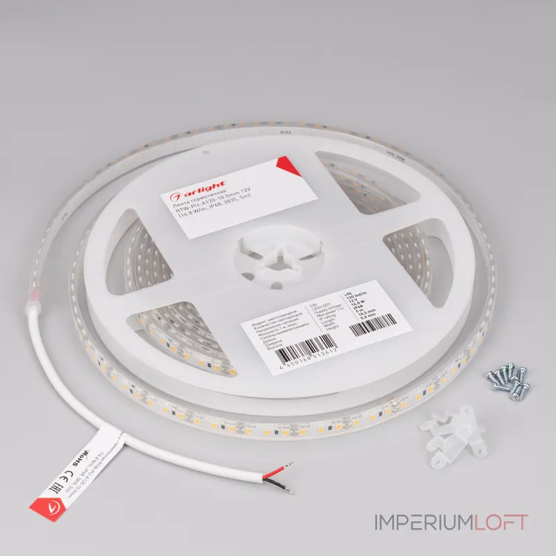 Arlight Светодиодная лента герметичная RTW-PU-A120-10.5mm 12В Warm3000 16.8 В/м IP68 м 5м 029598(3)