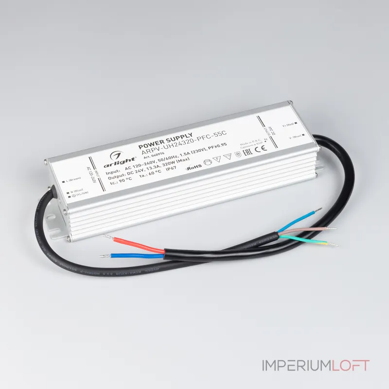Arlight Блок питания ARPV-UH24320-PFC-55C 24В 13.3A 320Вт IP67 040976 Arlight Блок питания ARPV-UH24320-PFC-55C 24В 13.3A 320Вт IP67 040976