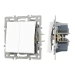 Механизм выключателя двухклавишный проходной SWT-MKP2-PL-WH 250В 16A Arlight 043727