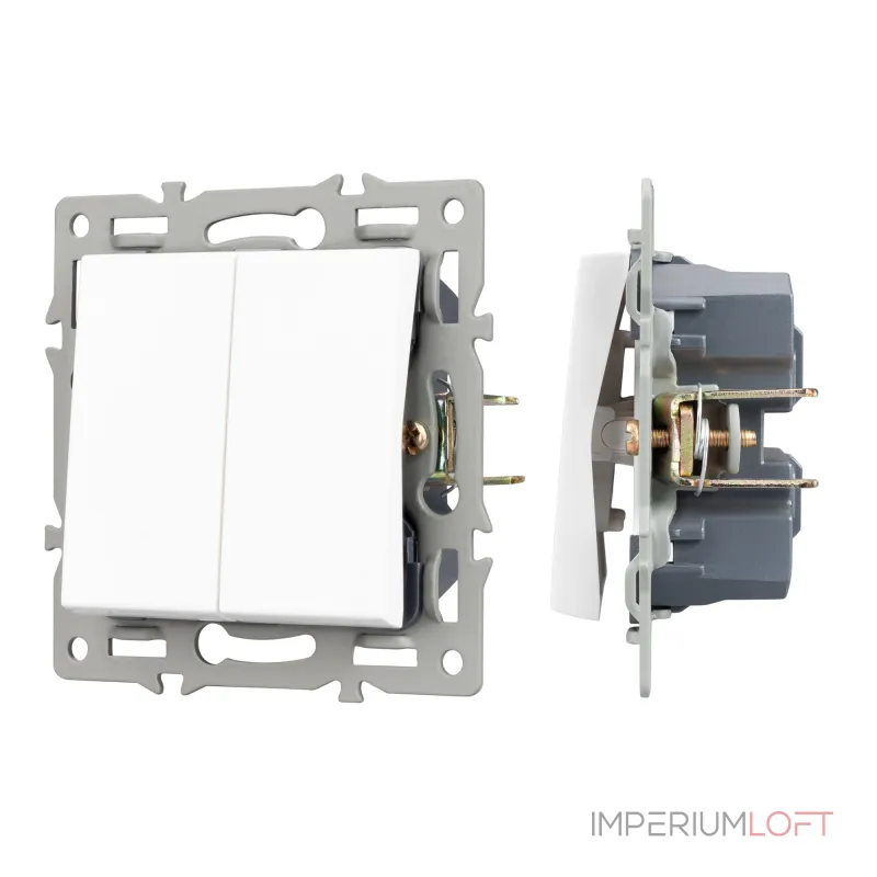Механизм выключателя двухклавишный проходной SWT-MKP2-PL-WH 250В 16A Arlight 043727