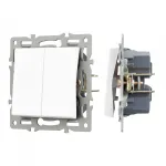 Механизм выключателя двухклавишный проходной SWT-MKP2-PL-WH 250В 16A Arlight 043727