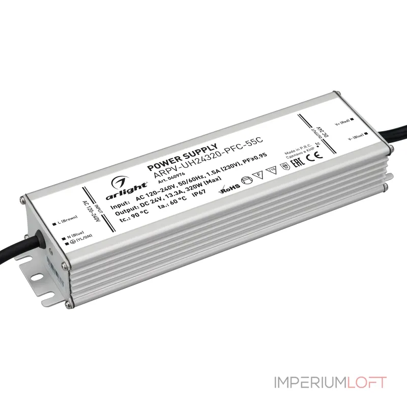 Arlight Блок питания ARPV-UH24320-PFC-55C 24В 13.3A 320Вт IP67 040976 Arlight Блок питания ARPV-UH24320-PFC-55C 24В 13.3A 320Вт IP67 040976