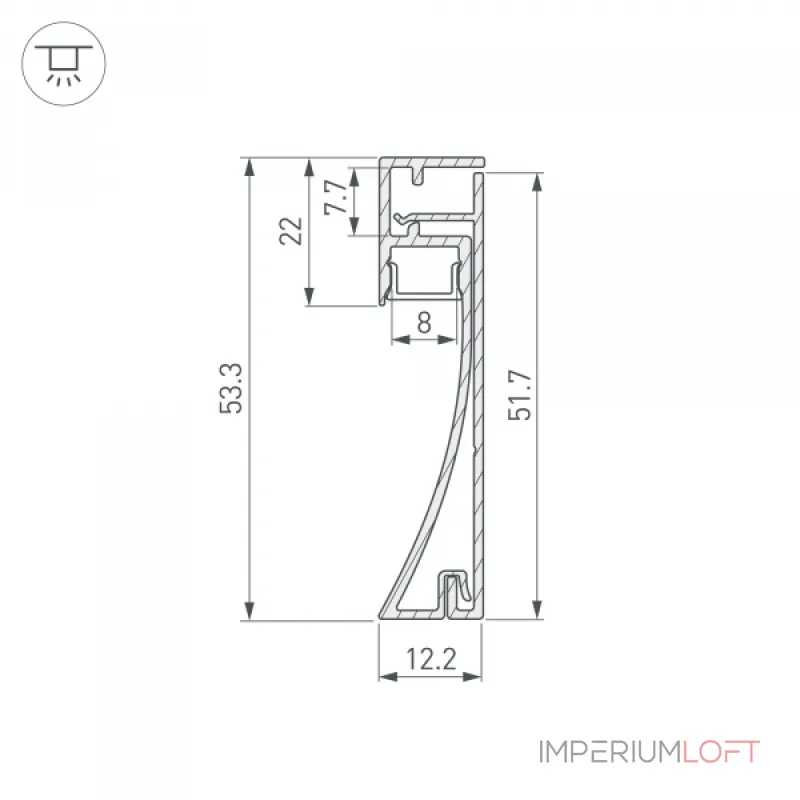 Профиль PLINTUS-H54-2000 WHITE Arlight Алюминий 045434