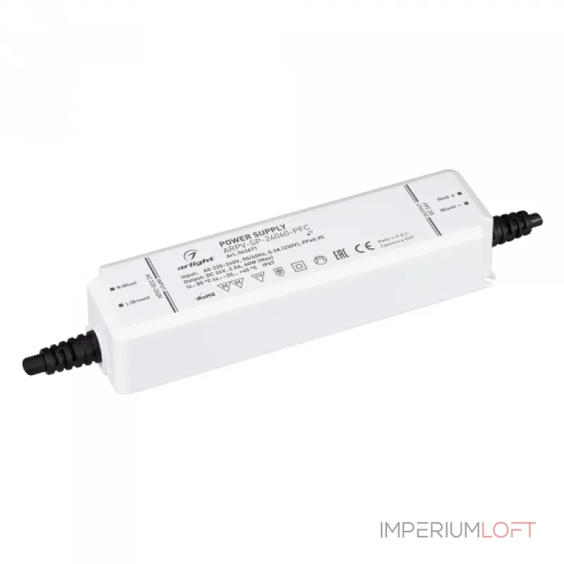 Блок питания ARPV-SP-24060-PFC 24В 2.5A 60Вт Arlight IP67 043671 Блок питания ARPV-SP-24060-PFC 24В 2.5A 60Вт Arlight IP67 043671