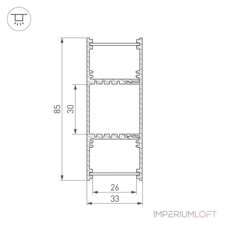 Arlight Профиль ARH-WALL-3385-DUAL-2000 ANOD Алюминий 036341