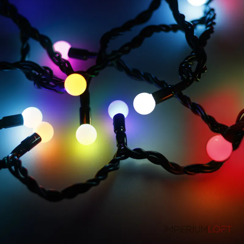 Arlight Светодиодная гирлянда ARD-BALL-CLASSIC-D13-10000-BLACK-100LED RGB 230В 7Вт Ardecoled IP65 025573