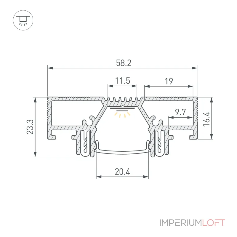 Arlight Профиль STRETCH-20-CEIL-D-CENTER-2000 BLACK Алюминий 042946