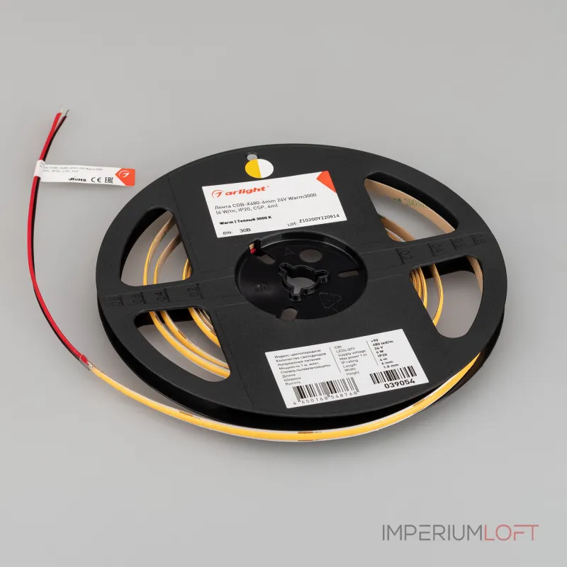 Arlight Лента COB-X480-6mm 24В Warm3000 6 В/м IP20 CSP 5м 042036
