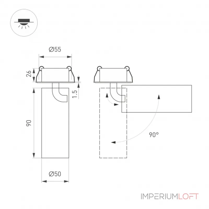 Arlight Светильник SP-GABI-BUILT-FLAP-R50-9Вт Day4000 BK 60 deg 230В IP40 052353