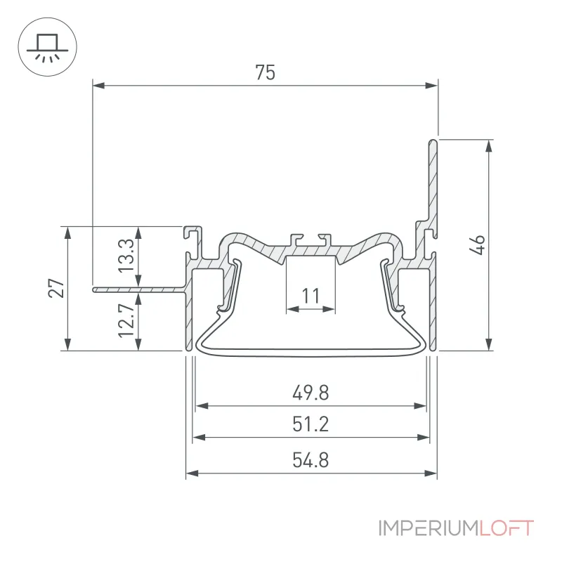 Arlight Профиль FOLED-50-WALL-2000 Алюминий 035771