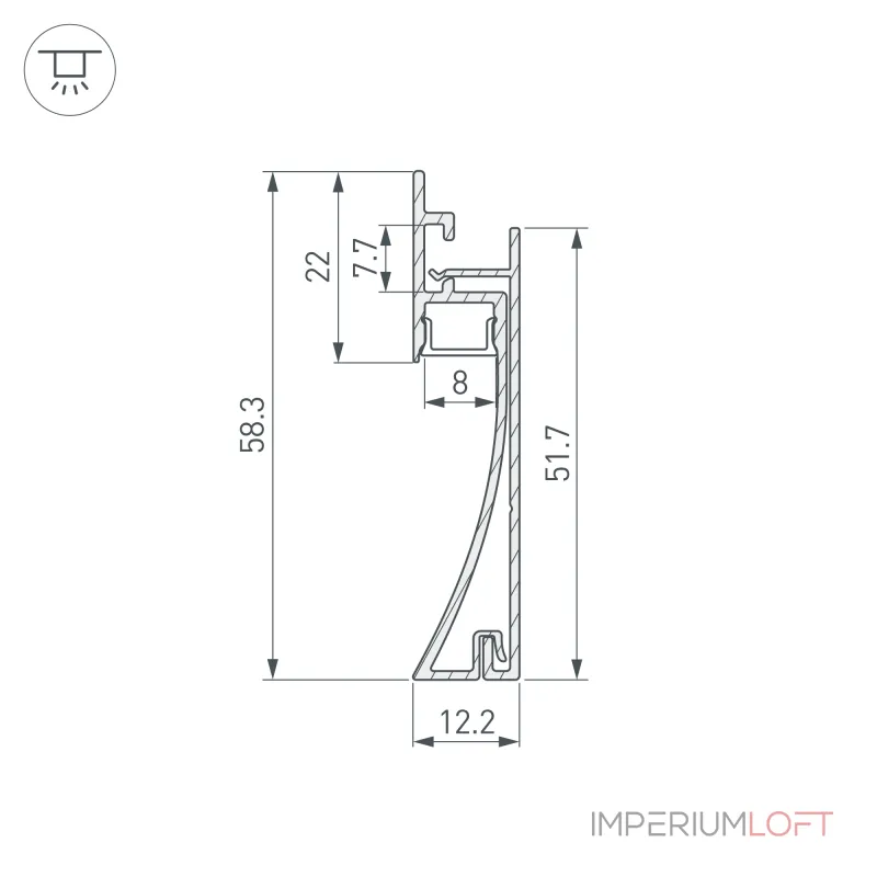 Профиль PLINTUS-H58-F-2000 WHITE Arlight Алюминий 045297