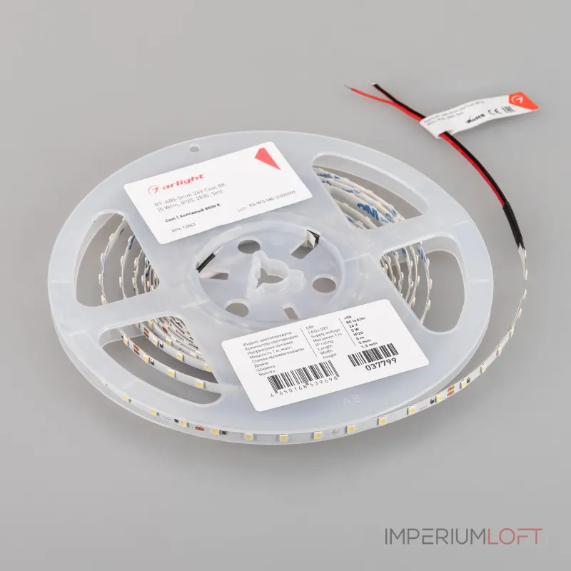 Arlight Лента RT-A80-5mm 24В Cool 8K 5 В/м IP20 2835 5м 037799 Arlight Лента RT-A80-5mm 24В Cool 8K 5 В/м IP20 2835 5м 037799