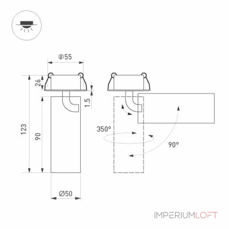 Arlight Светильник SP-GABI-BUILT-FLAP-R50-9Вт Day4000 BK 60 deg 230В IP40 052353