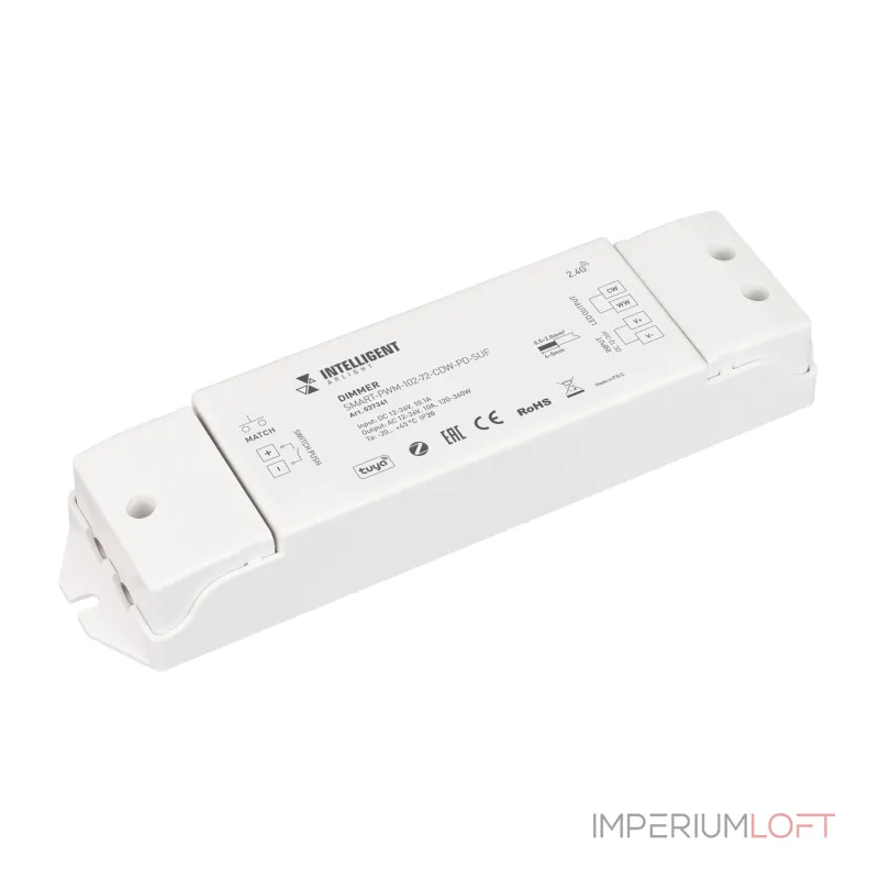 Arlight INTELLIGENT ARLIGHT Диммер SMART-PWM-102-72-CDW-PD-SUF 12-36В 2x5A ZB 2.4G IARL IP20 037341 Arlight INTELLIGENT ARLIGHT Диммер SMART-PWM-102-72-CDW-PD-SUF 12-36В 2x5A ZB 2.4G IARL IP20 037341