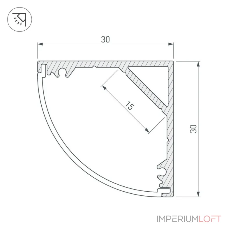 Arlight Профиль с экраном SL-KANT-H30-2000 ANOD+OPAL Алюминий 036846