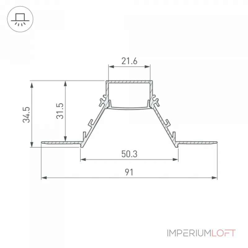 Arlight Профиль COMFORT21-V-FANTOM-2000 ANOD Алюминий 053032