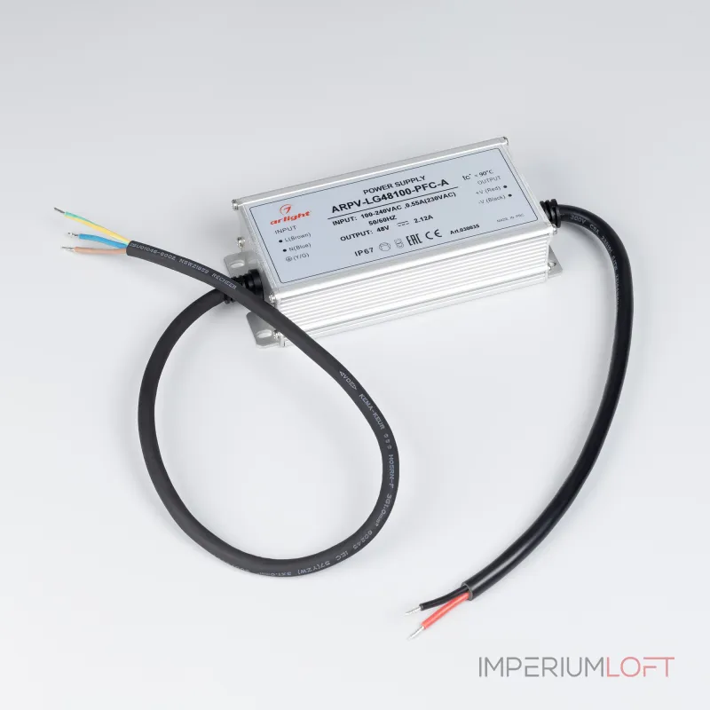 Arlight Блок питания ARPV-LG48100-PFC-A 48В 2.12A 100Вт IP67 030035 Arlight Блок питания ARPV-LG48100-PFC-A 48В 2.12A 100Вт IP67 030035