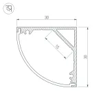 Arlight Профиль с экраном SL-KANT-H30-2000 ANOD+OPAL Алюминий 036846