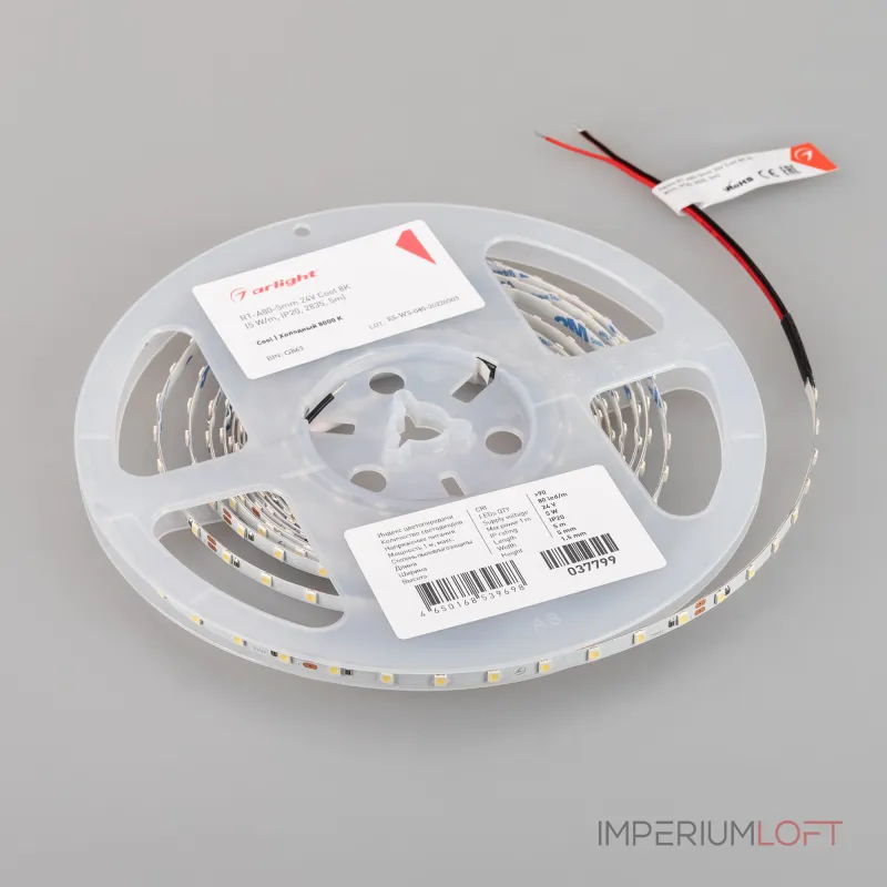 Arlight Лента RT-A80-5mm 24В Cool 8K 5 В/м IP20 2835 5м 037799 Arlight Лента RT-A80-5mm 24В Cool 8K 5 В/м IP20 2835 5м 037799