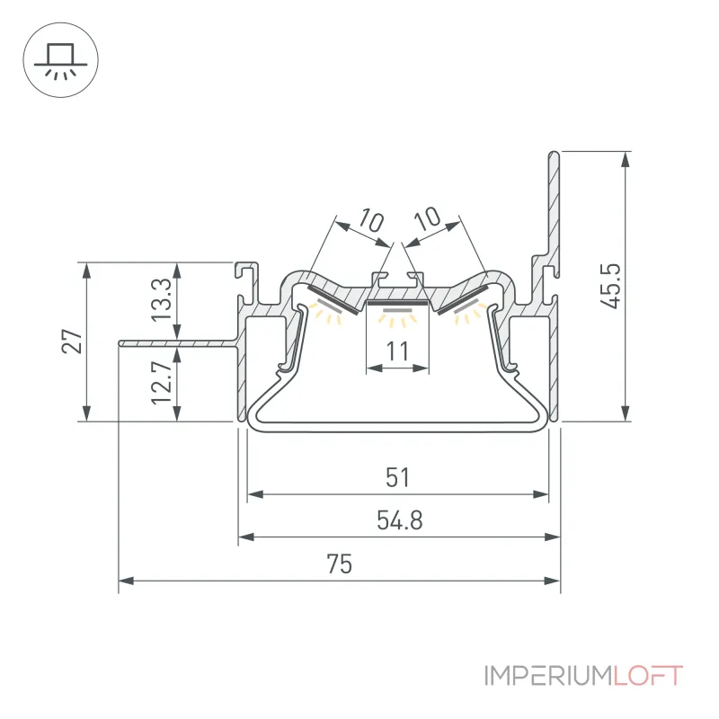 Arlight Профиль FOLED-50-WALL-2000 Алюминий 035771