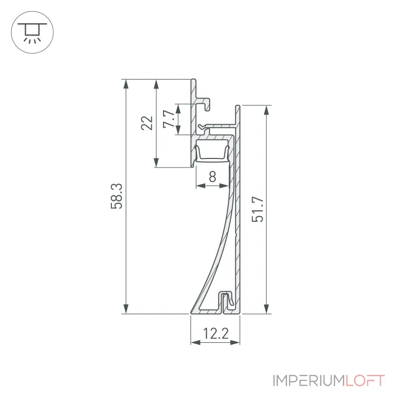 Профиль PLINTUS-H58-F-2000 WHITE Arlight Алюминий 045297
