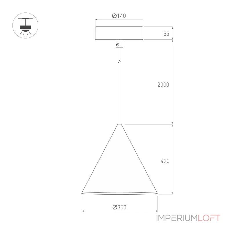 Arlight Светильник SP-MAKOTO-R350-14Вт Warm2700 WH 36 deg 230В TRIAC IP20 054406