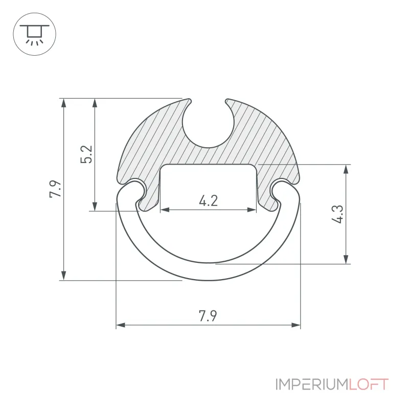 Arlight Профиль ARH-ROUND-D8-2000 ANOD Алюминий 036325