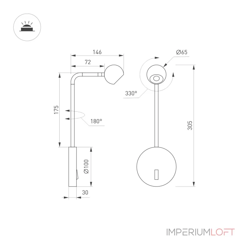 Arlight Светильник SP-OTTORI-LONG-WALL-6Вт Warm3000 WH 30 deg 230В IP20 051024