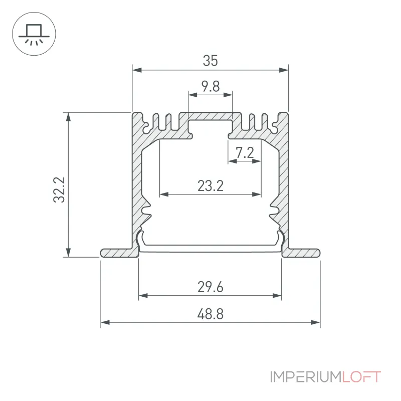Arlight Профиль SL-LINIA49-F-3000 ANOD Алюминий 036168