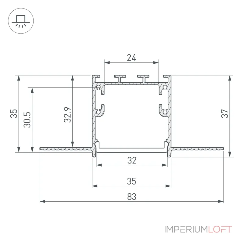 Arlight Профиль SL-LINIA32-FANTOM-3000 ANOD Алюминий 036225