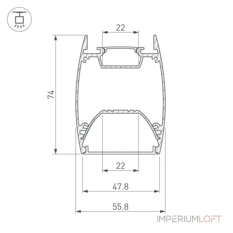 Arlight Профиль ARH-LINE-4874-DUAL-2000 ANOD Алюминий 036345