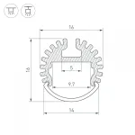 Arlight Профиль ARH-ROUND-D16-2000 ANOD Алюминий 039217
