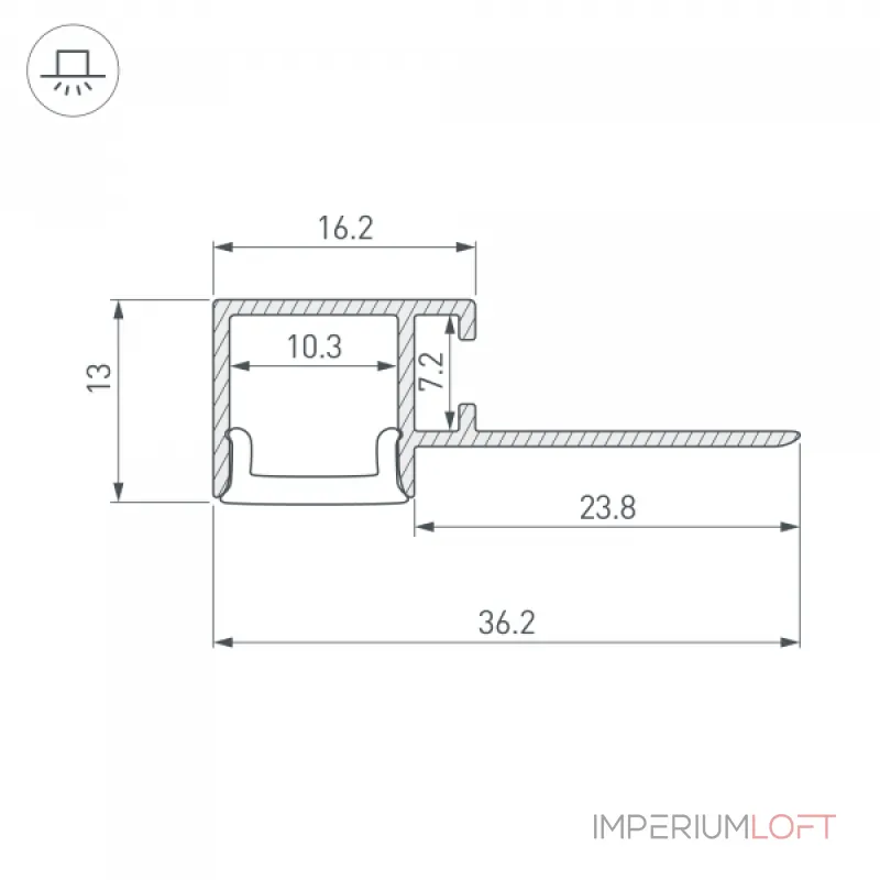 Профиль FANTOM-BENT-W12-TOP-EDGE-2000 ANOD Arlight Алюминий 040328(1)