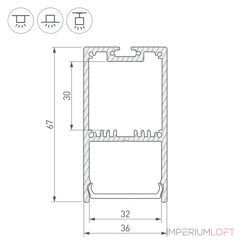Arlight Профиль с экраном SL-LINE-3667-2500 WHITE+OPAL Алюминий 036303