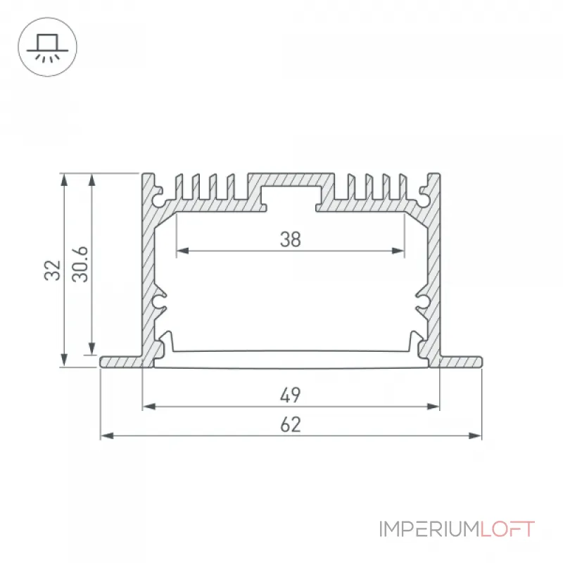 Arlight Профиль SL-LINIA62-F-3000 ANOD Алюминий 036170 Arlight Профиль SL-LINIA62-F-3000 ANOD Алюминий 036170