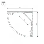 Arlight Профиль SL-KANT-H30-3000 ANOD Алюминий 046182