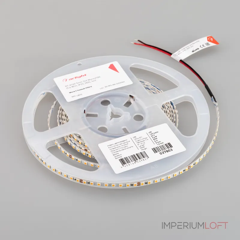 Arlight Лента RT-A160-5mm 24В Warm2700 9.6 В/м IP20 2835 5м 037803 Arlight Лента RT-A160-5mm 24В Warm2700 9.6 В/м IP20 2835 5м 037803