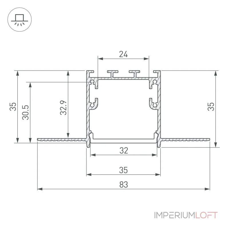 Arlight Профиль SL-LINIA32-FANTOM-3000 ANOD Алюминий 036225