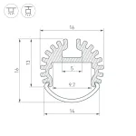 Arlight Профиль ARH-ROUND-D16-2000 ANOD Алюминий 039217