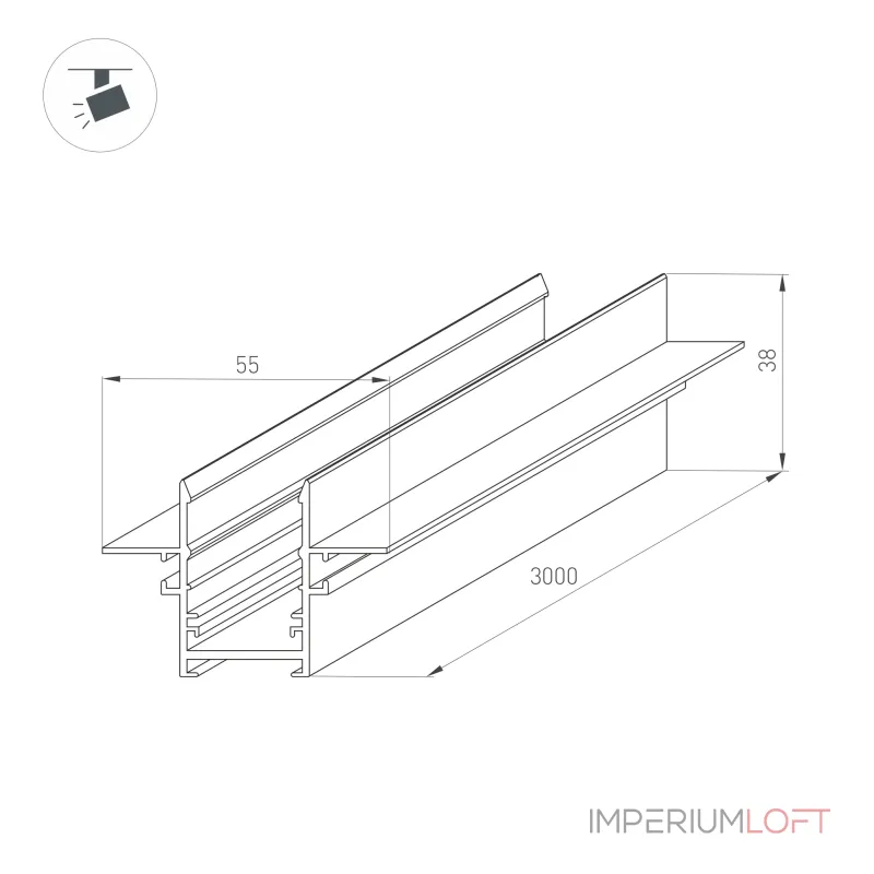 Трек встраиваемый MAG-TRACK-2538-FDW-3000 BK 5LN Arlight IP20 046286 Трек встраиваемый MAG-TRACK-2538-FDW-3000 BK 5LN Arlight IP20 046286