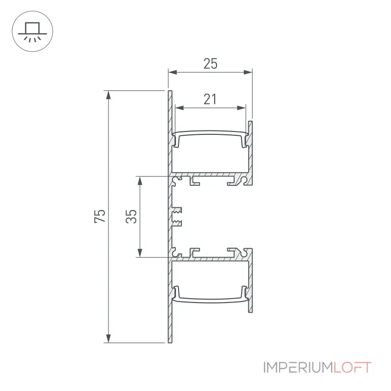 Arlight Профиль WALL-2575-DUAL-2000 ANOD BLACK Алюминий 052332