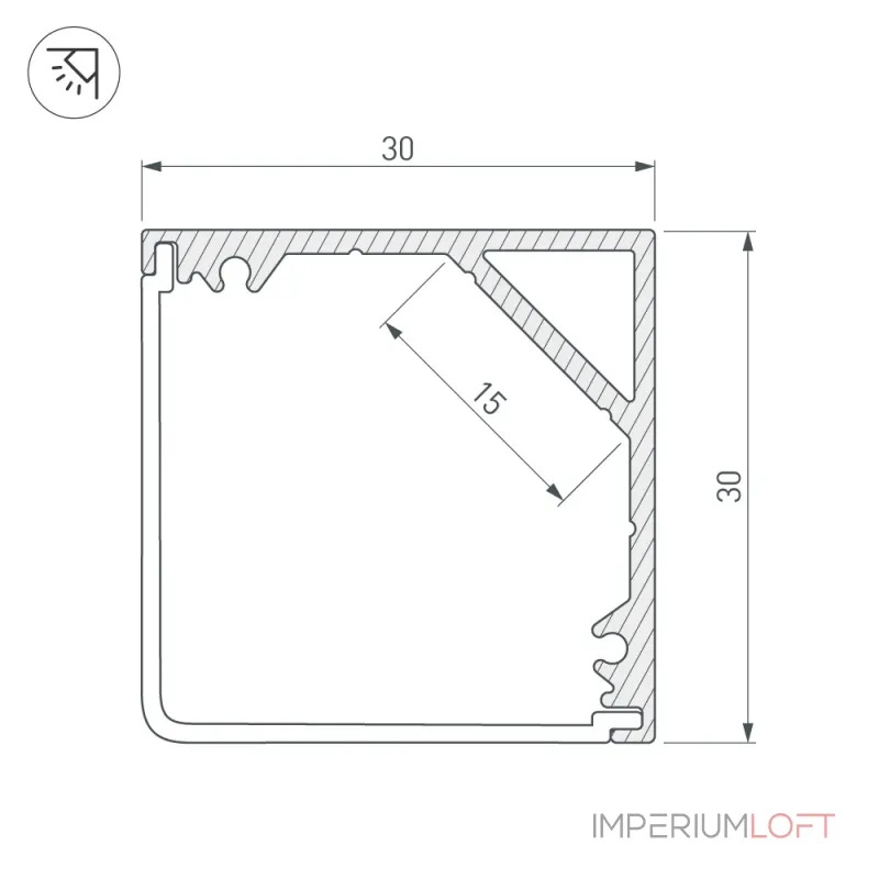 Arlight Профиль SL-KANT-H30-3000 ANOD Алюминий 046182