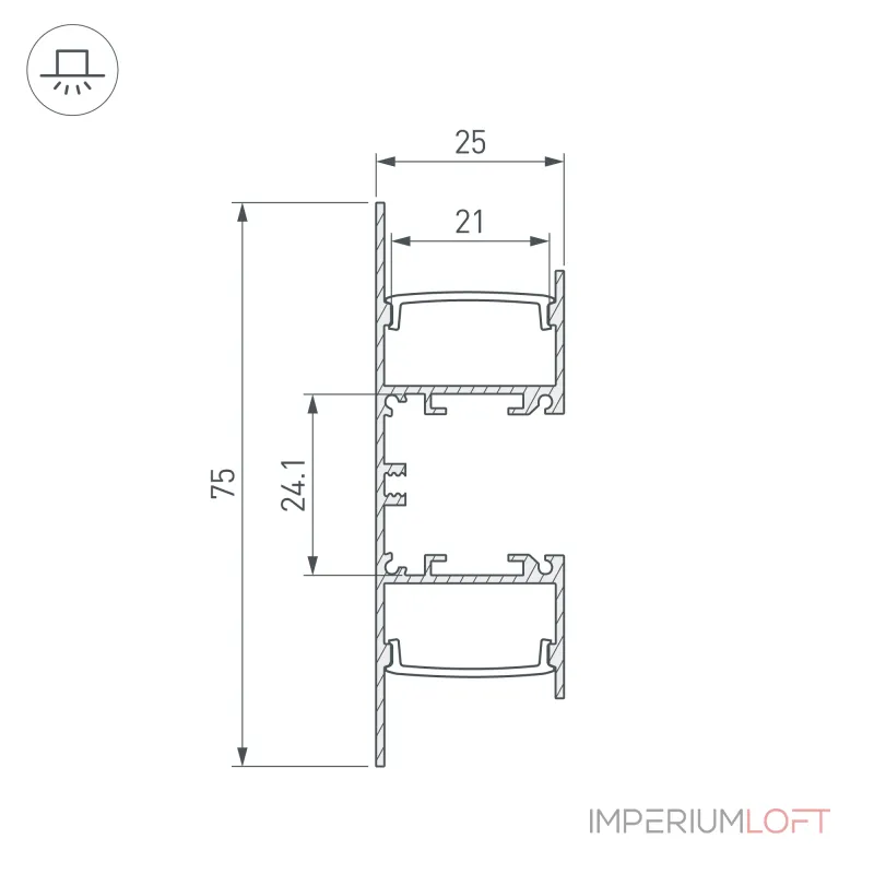 Arlight Профиль WALL-2575-DUAL-2000 ANOD BLACK Алюминий 052332